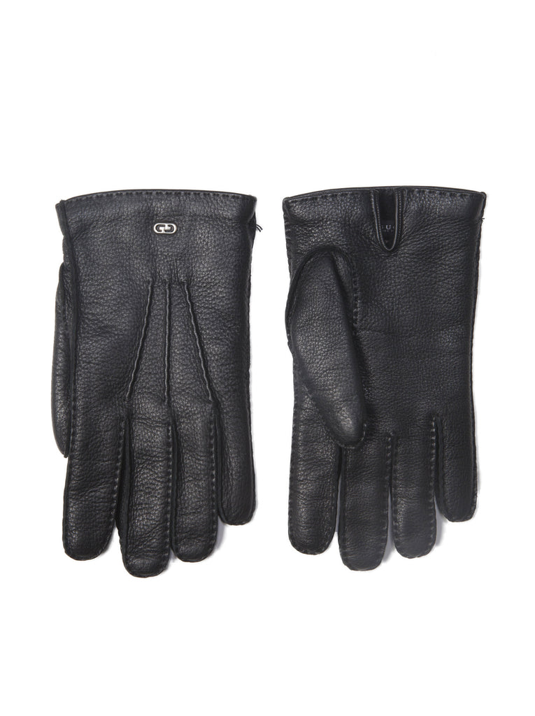 Cashmere Lined Leather Gloves - Black