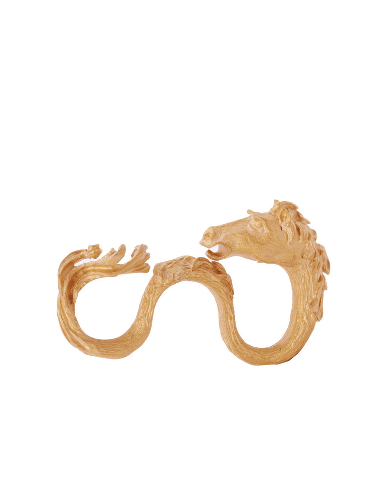 Gold-Plated Three-Finger Horse Ring