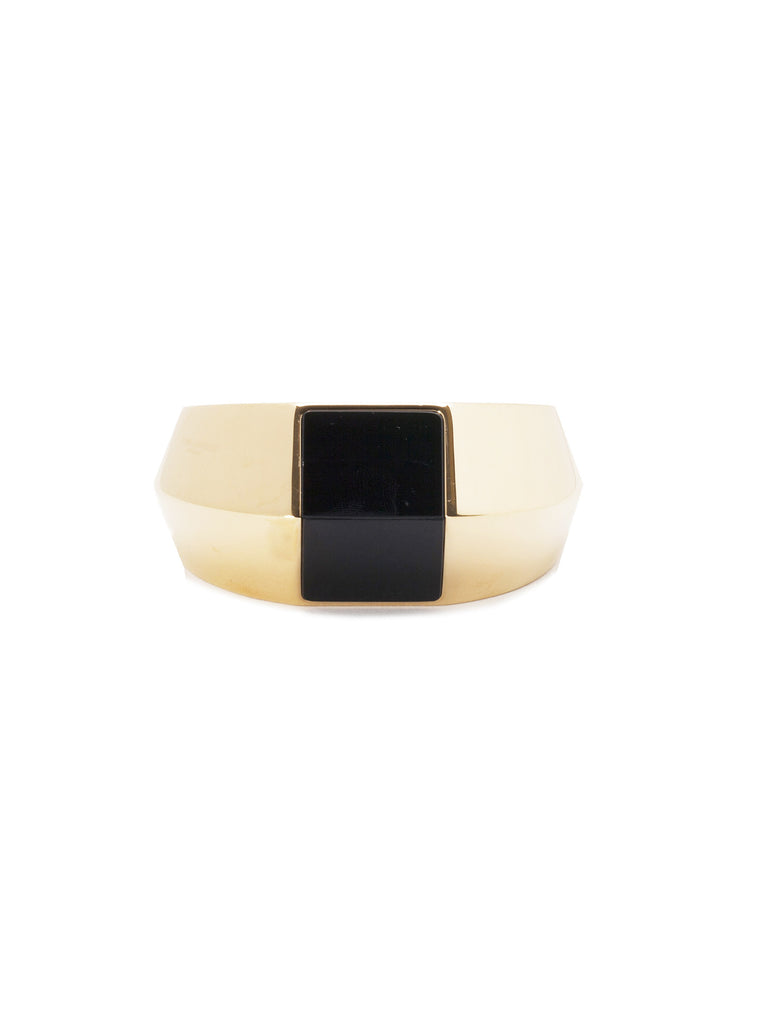 Opium Duo Cuff in Gold-Toned Brass and Black Onyx