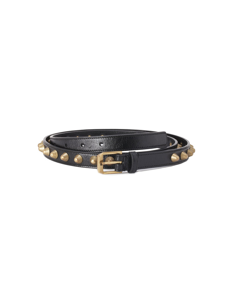 Studded Leather Belt - Black / Gold