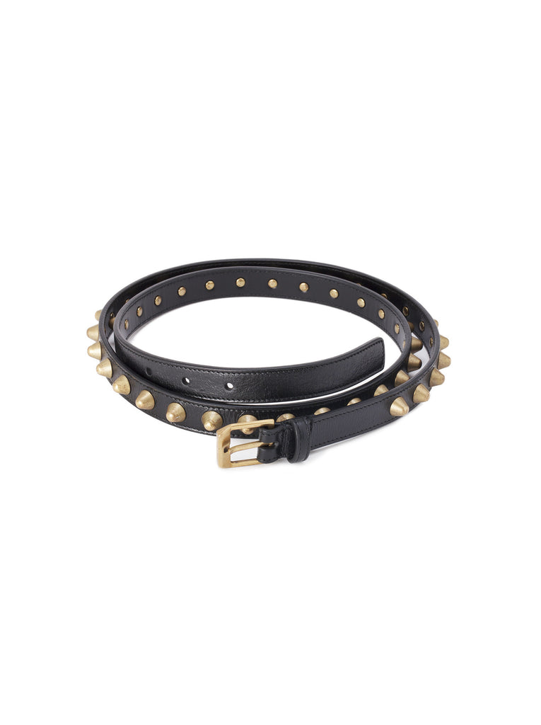 Studded Leather Belt - Black / Gold