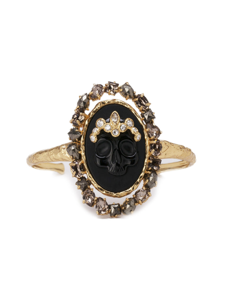 Muse D'or Black Agate Skull Cuff Bracelet