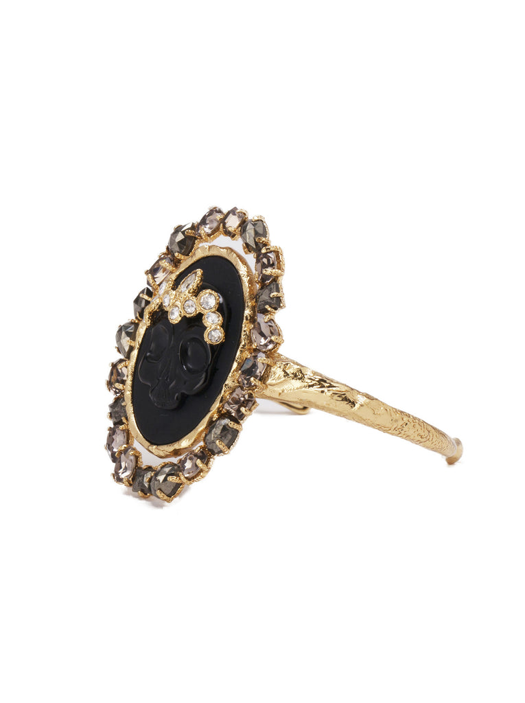 Muse D'or Black Agate Skull Cuff Bracelet