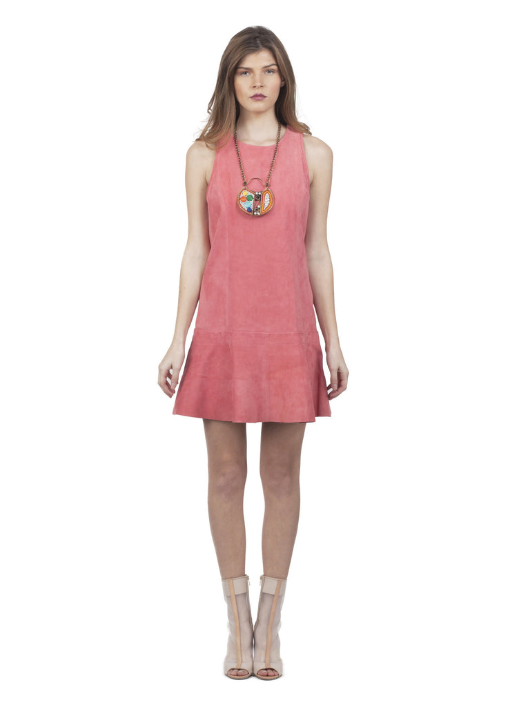 Suede Dress in Rose