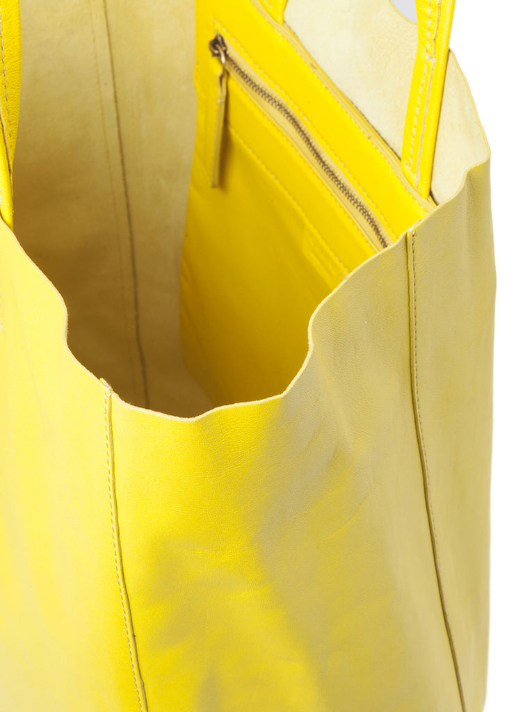 Vertical Cabas In Lambskin - Yellow