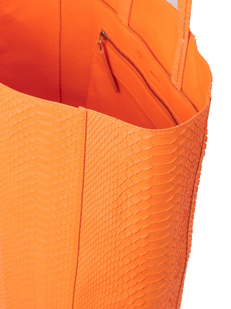 Cabas Python Vertical Tote - Fluo Orange