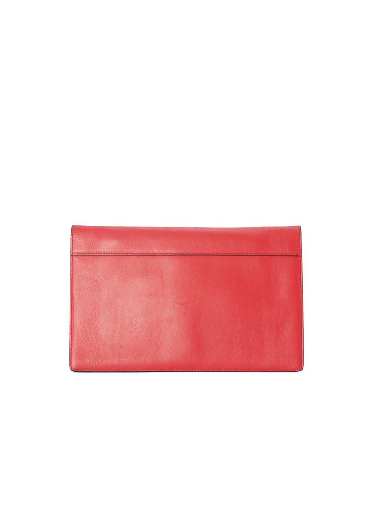 Calf and Suede Diamond Clutch - Red