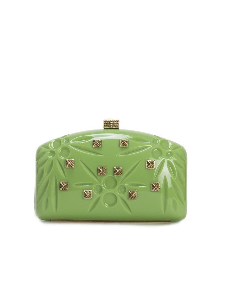 Pop Rockstud Minaudière Clutch - Green