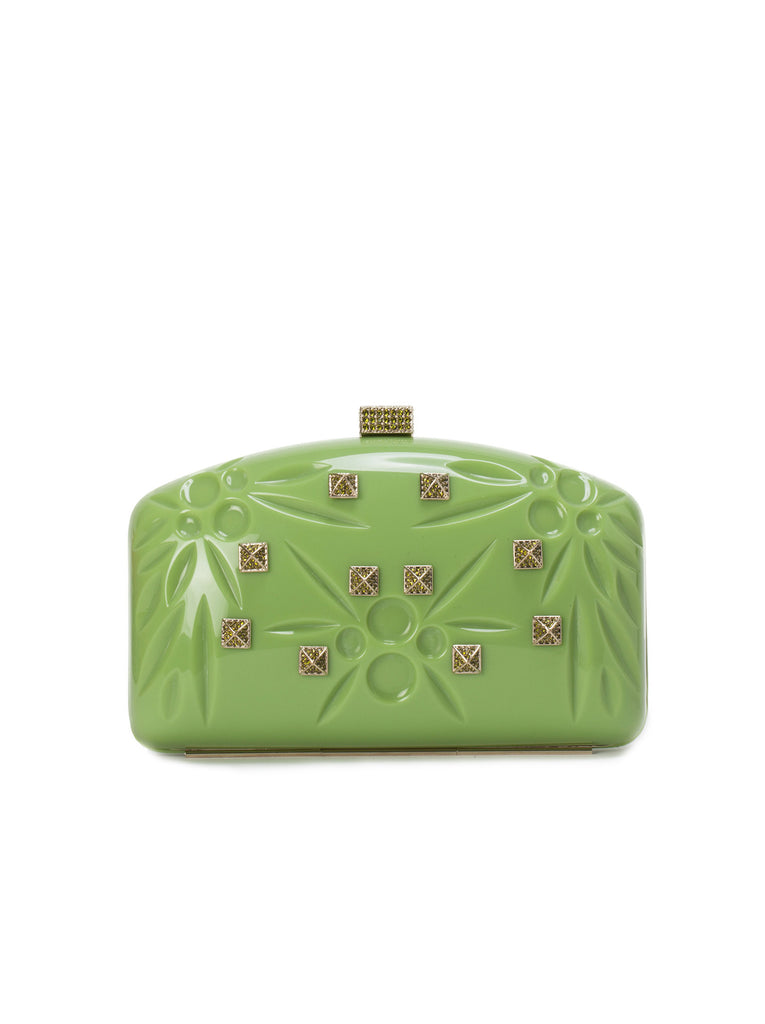 Pop Rockstud Minaudière Clutch - Green