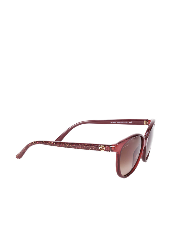 Cat-Eye Shape Glitter Sunglasses - Bordeaux