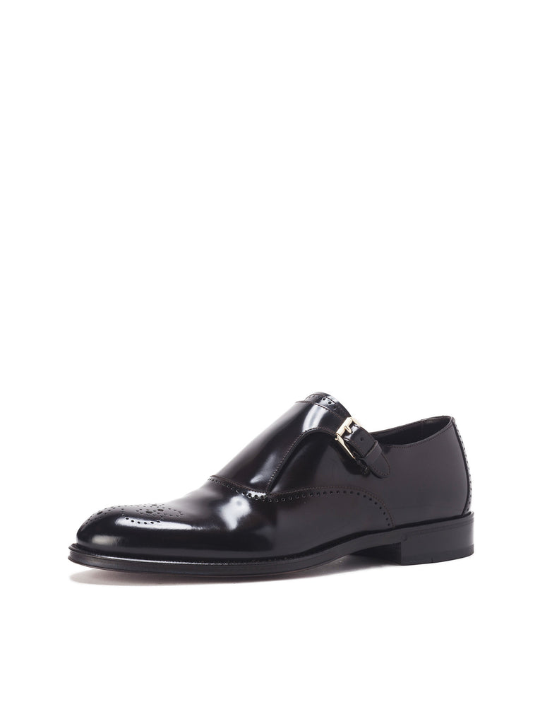 Mark Brogue Single Monk Shoe - Ebony