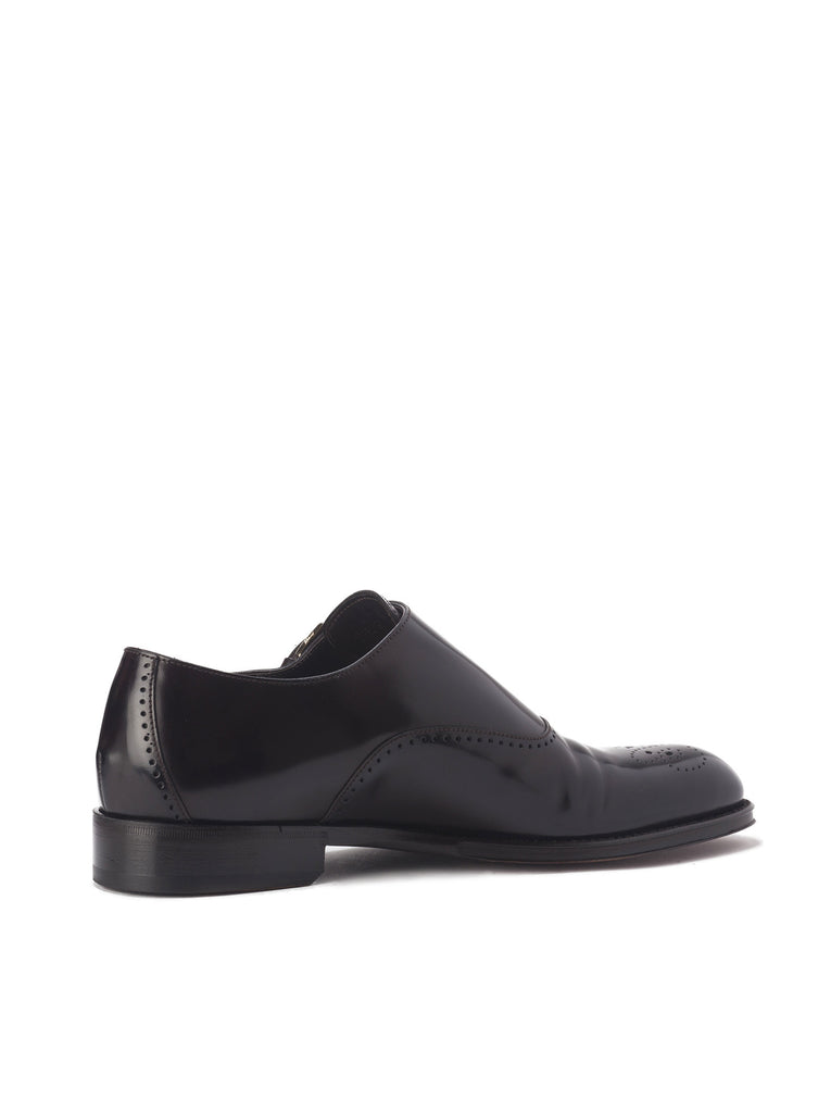 Mark Brogue Single Monk Shoe - Ebony