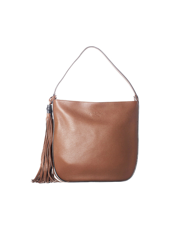 Lady Tassel Leather Hobo - Brown