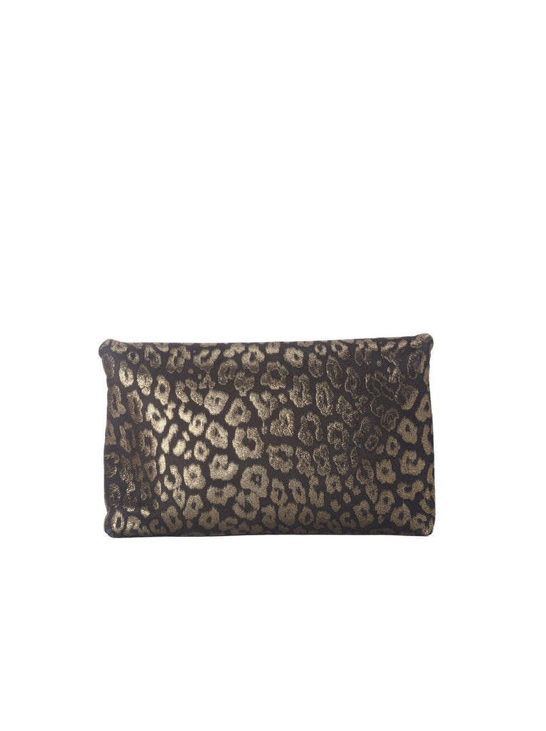 Leopard-Printed Lambskin Mai Tai Clutch - Black / Gold