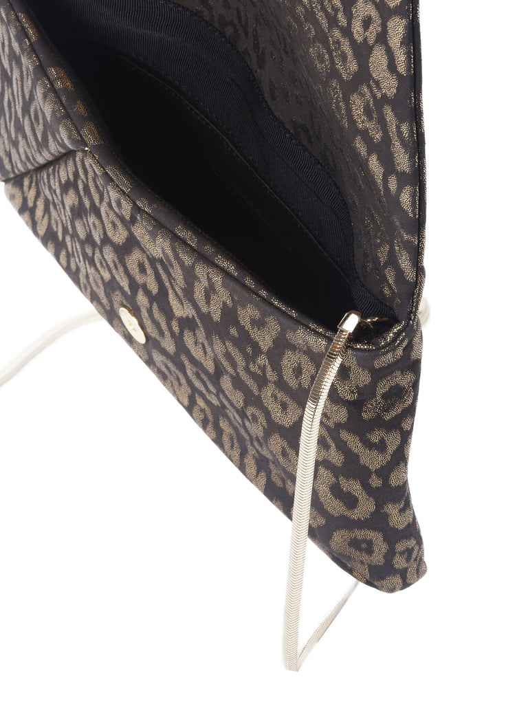 Leopard-Printed Lambskin Mai Tai Clutch - Black / Gold