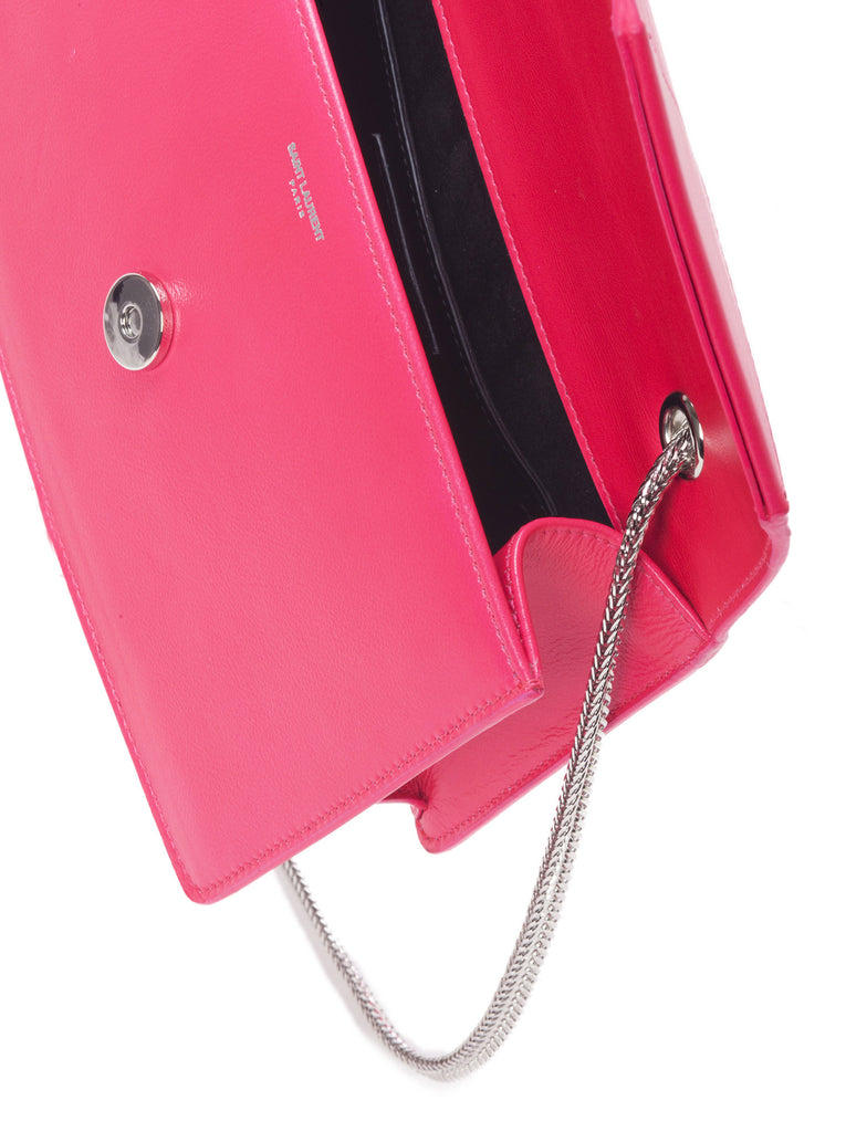 Betty Small Chain Leather Shoulder Bag - Hot Pink