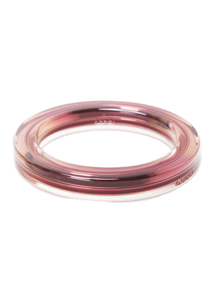 Metal and Plexiglass Wide Bangle - Pink