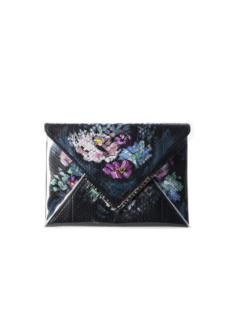 Elisa Painted Python and Lucite Envelope Clutch