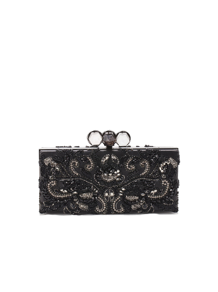 Embroidered Crystal India Rectangular Box Clutch