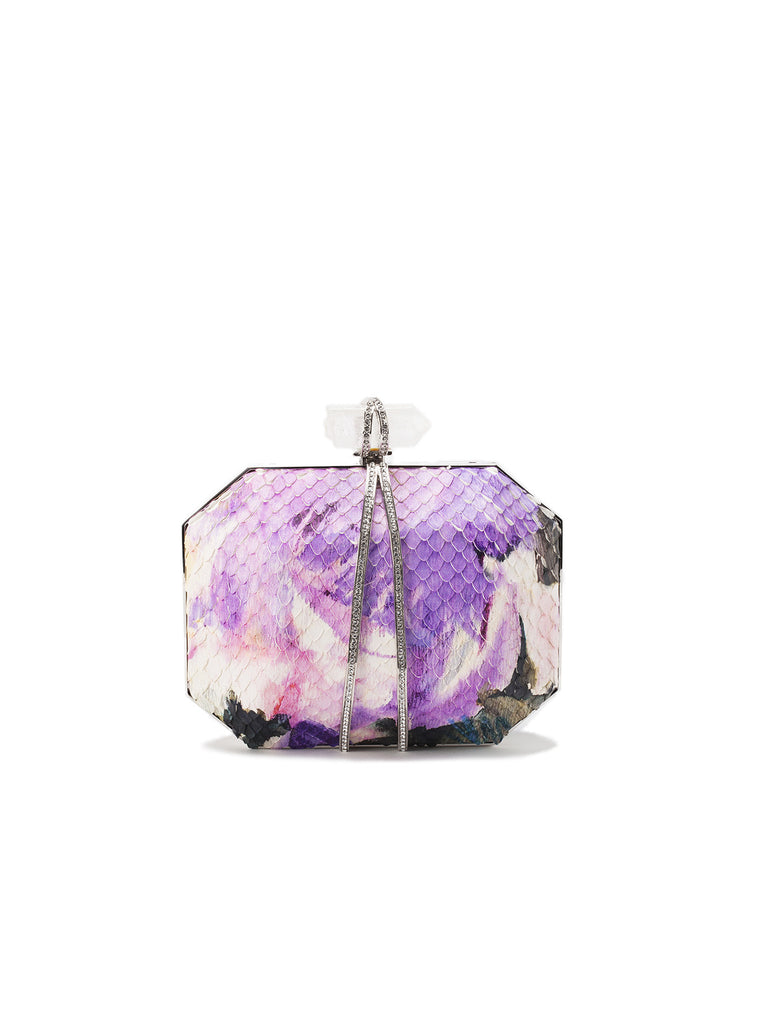 Iris Floral Painted Python Small Box Clutch