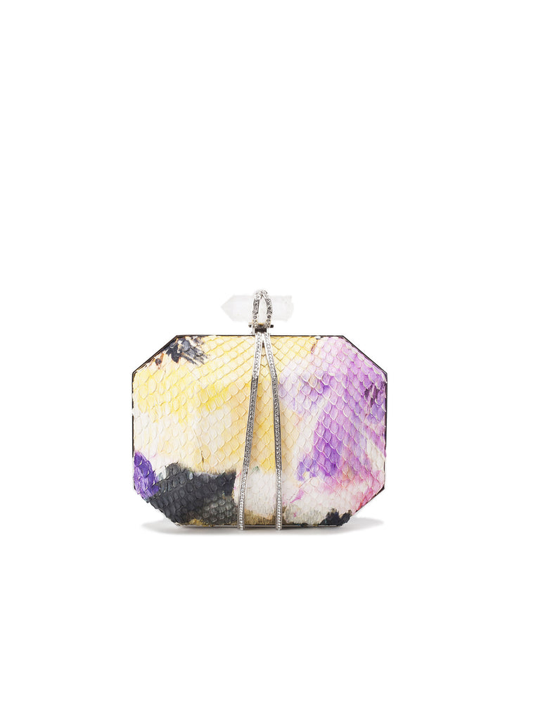 Iris Floral Painted Python Small Box Clutch