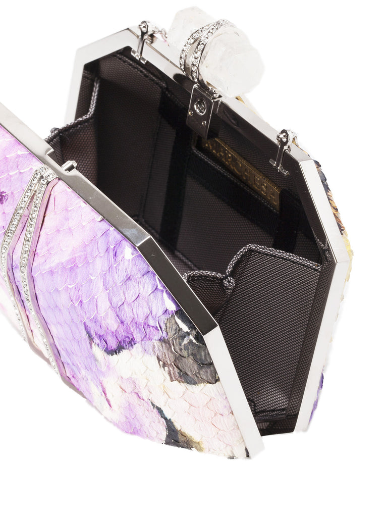 Iris Floral Painted Python Small Box Clutch