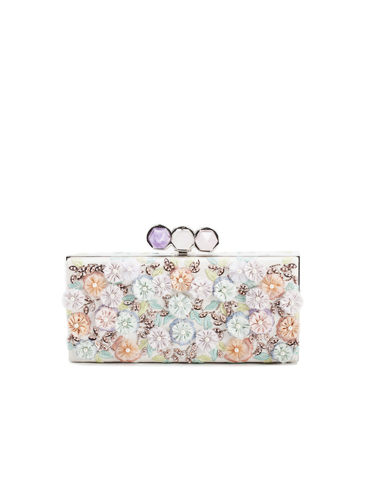 Embroidered Crystal India Rectangular Box Clutch