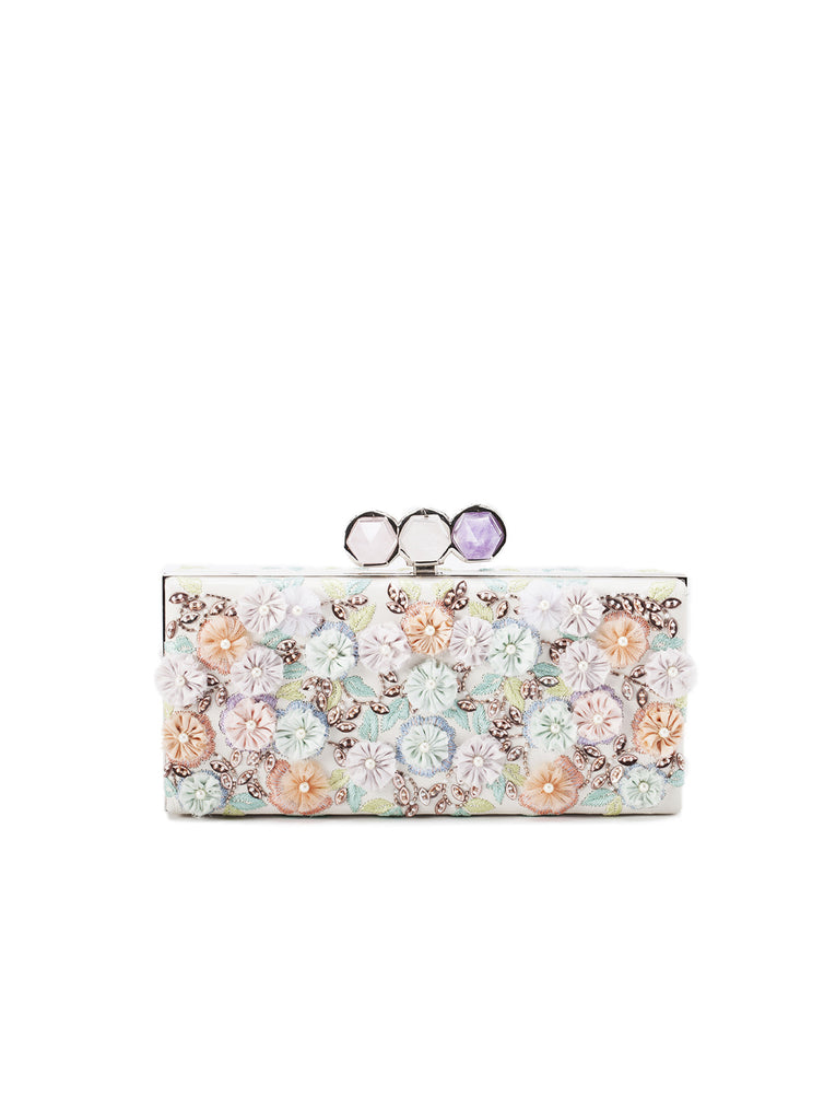 Embroidered Crystal India Rectangular Box Clutch