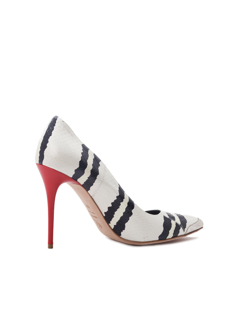 Printed Watersnake Metal Toe Pumps