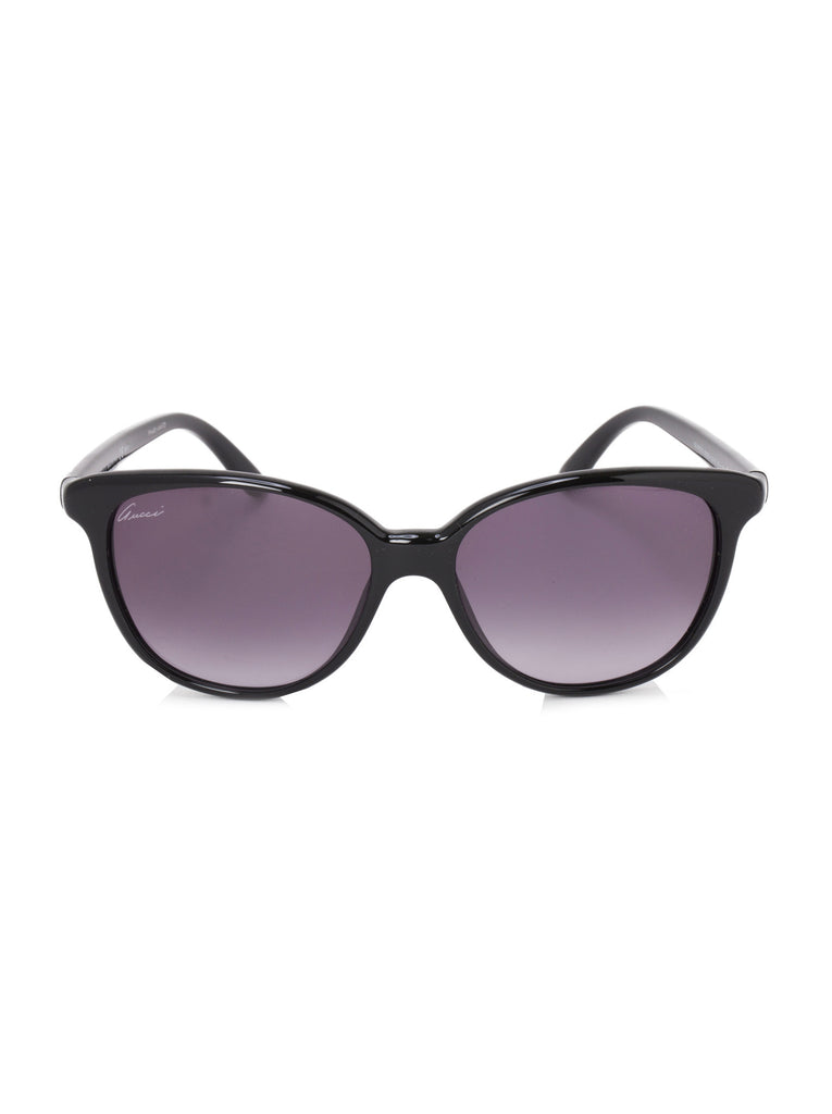 Cat-Eye Shape Glitter Sunglasses - Black