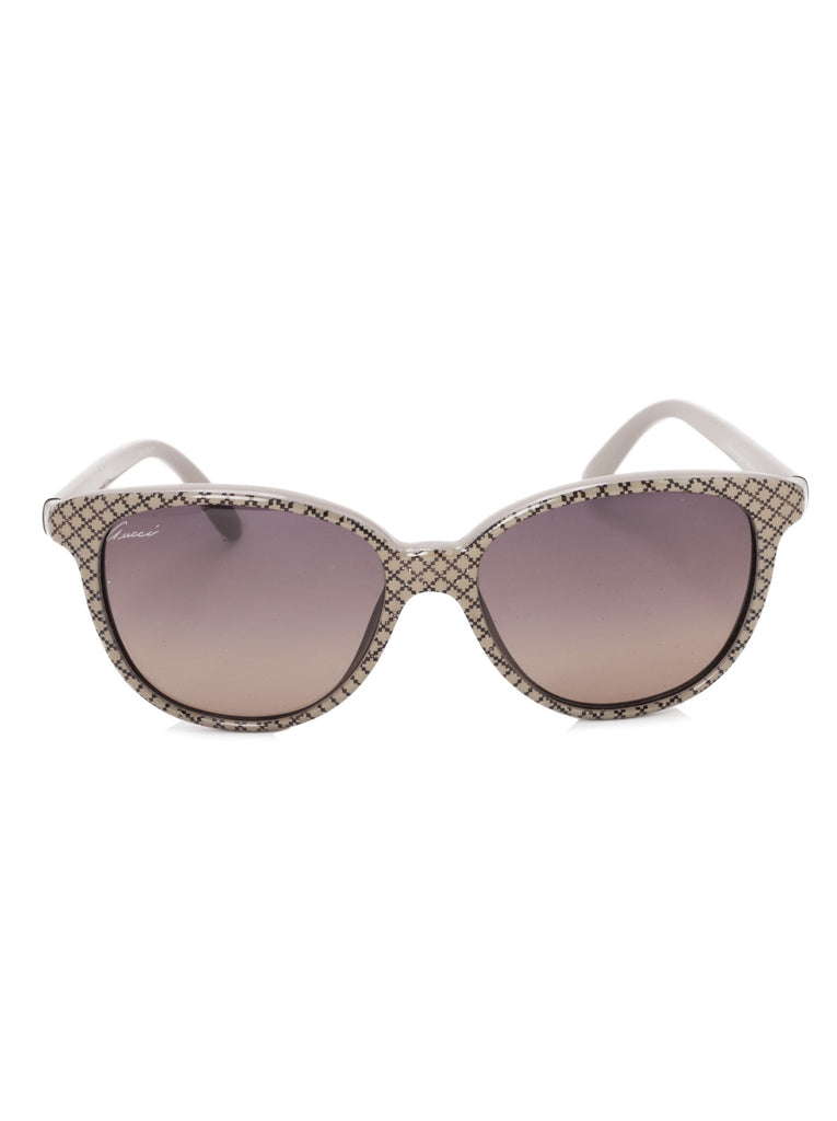 Cat-Eye Shape Glitter Sunglasses - Beige