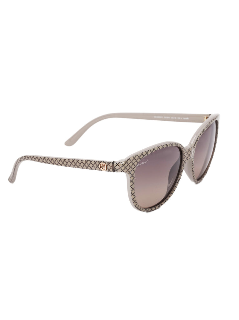 Cat-Eye Shape Glitter Sunglasses - Beige