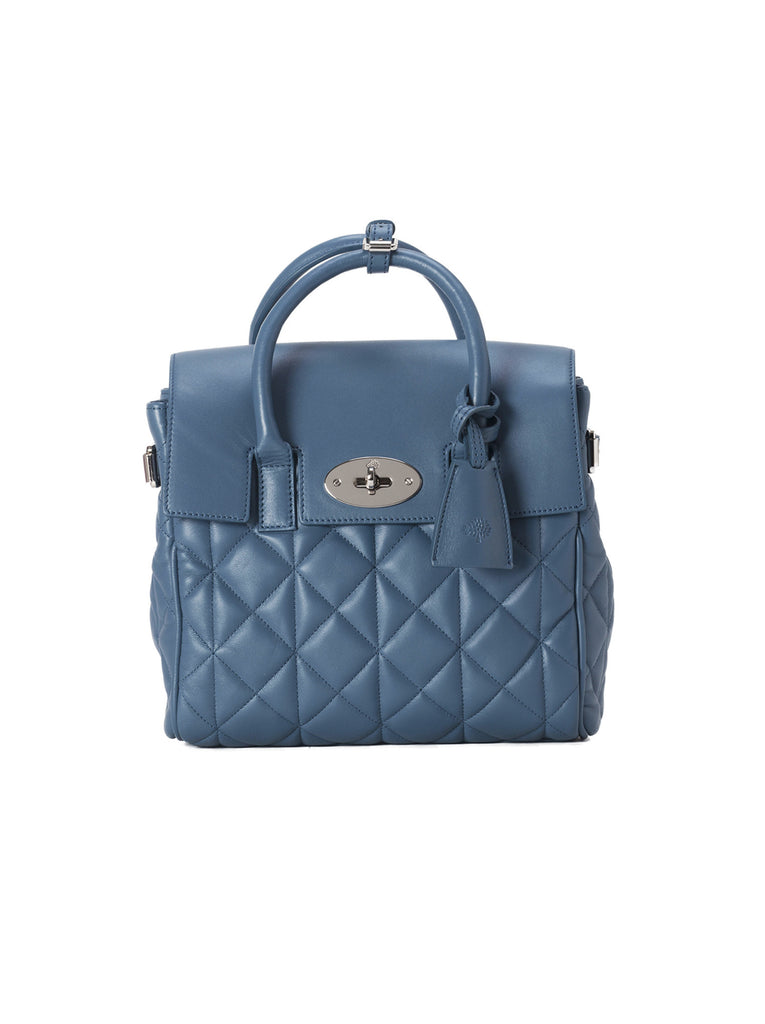 Mini Cara Delevinge Bag in Quilted Nappa - Steel Blue