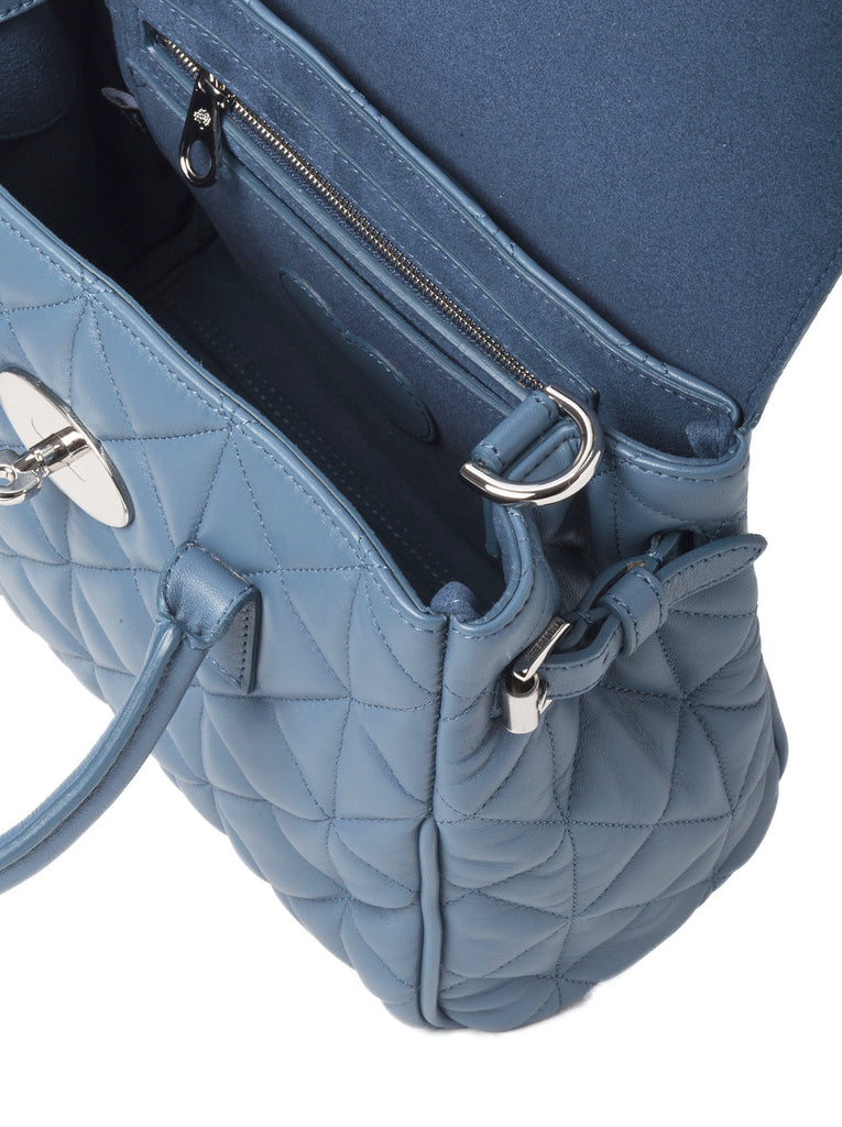Mini Cara Delevinge Bag in Quilted Nappa - Steel Blue