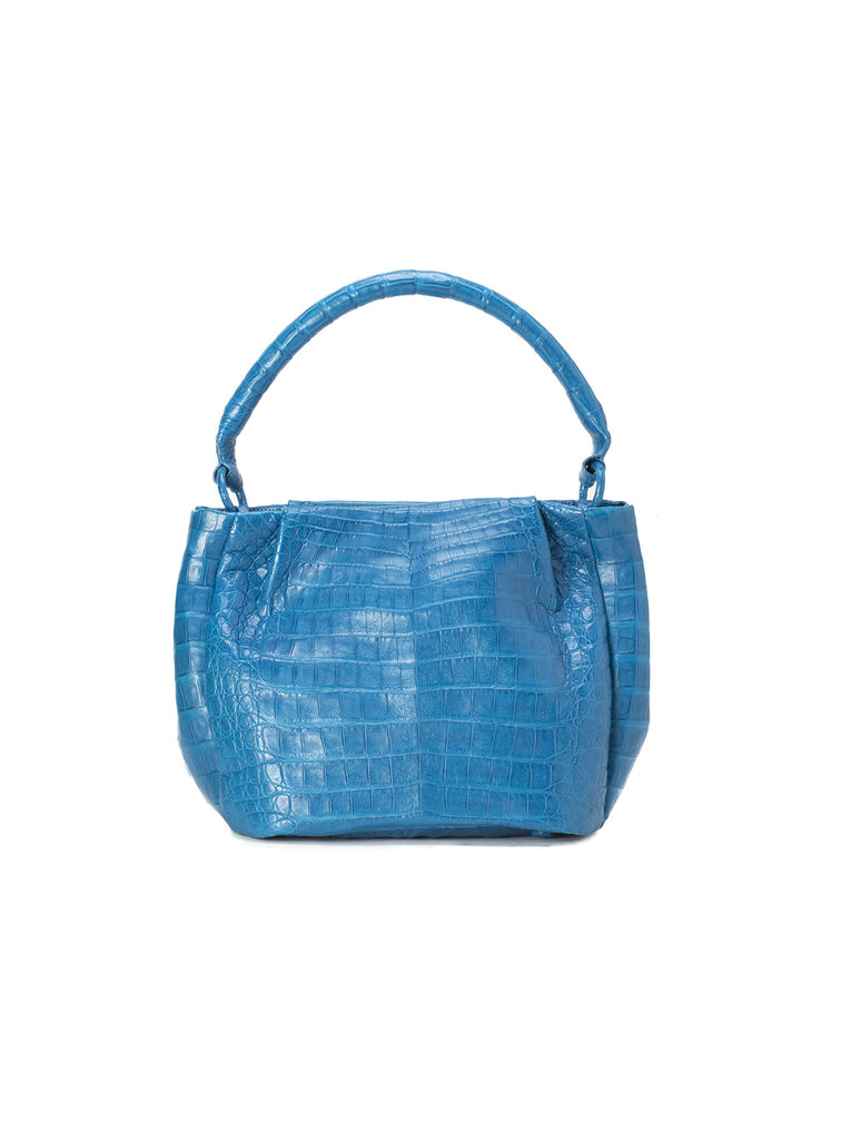 Small Crocodile Hobo Bag - Blue