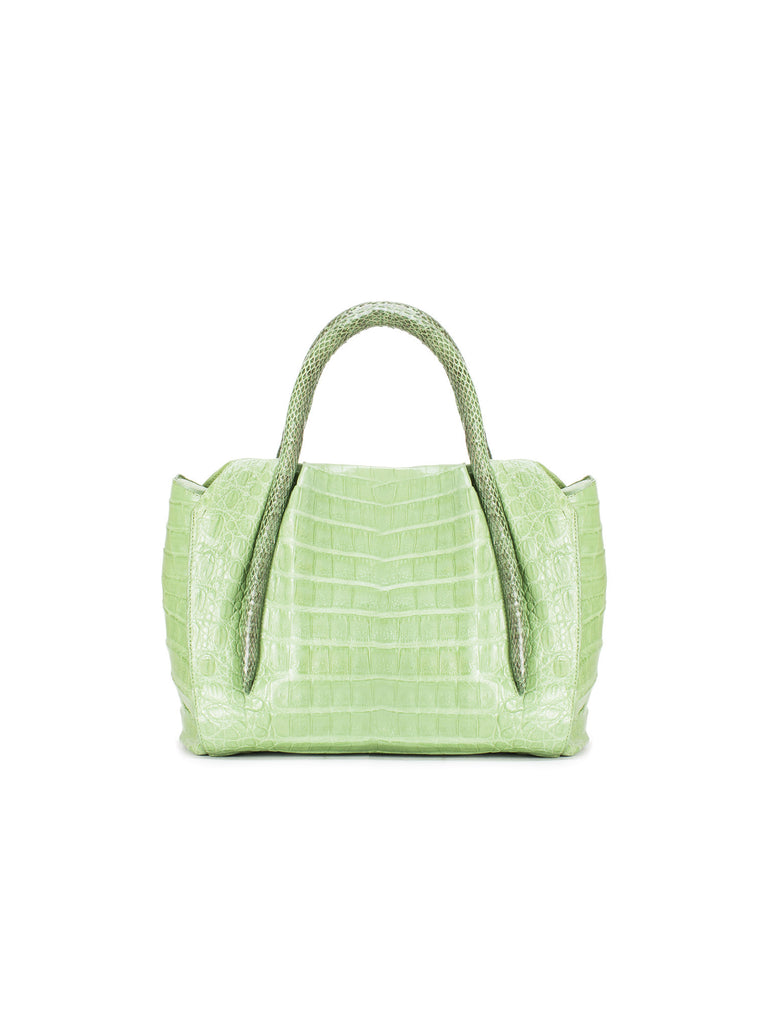 Crocodile and Snakeskin Satchel - Green