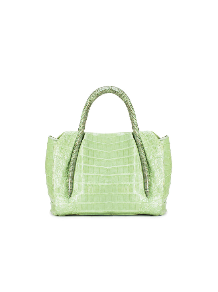 Crocodile and Snakeskin Satchel - Green