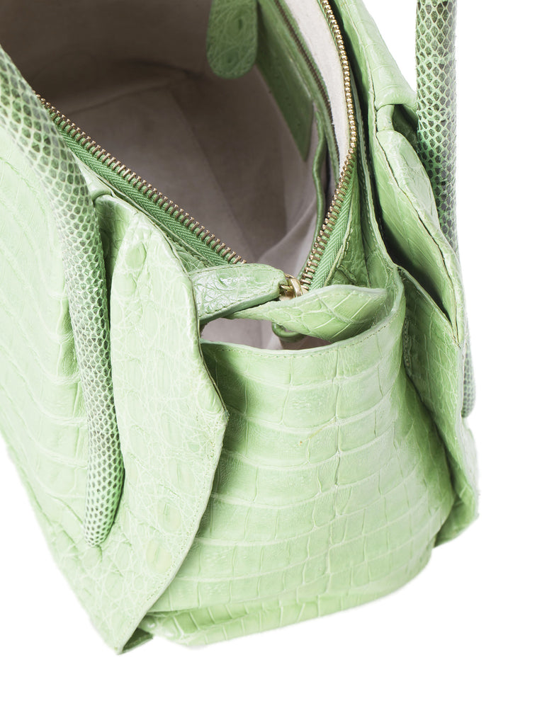 Crocodile and Snakeskin Satchel - Green