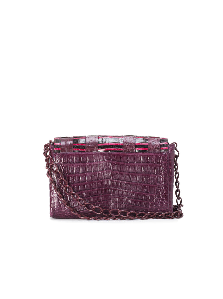 Crocodile Burgundy Shoulder Bag