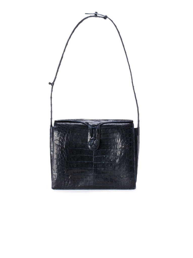 Crocodile Shoulder Bag - Navy