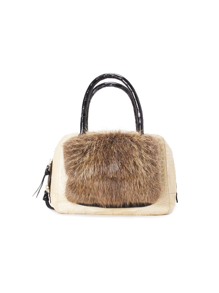 Crocodile and Mink Shoulder Bag