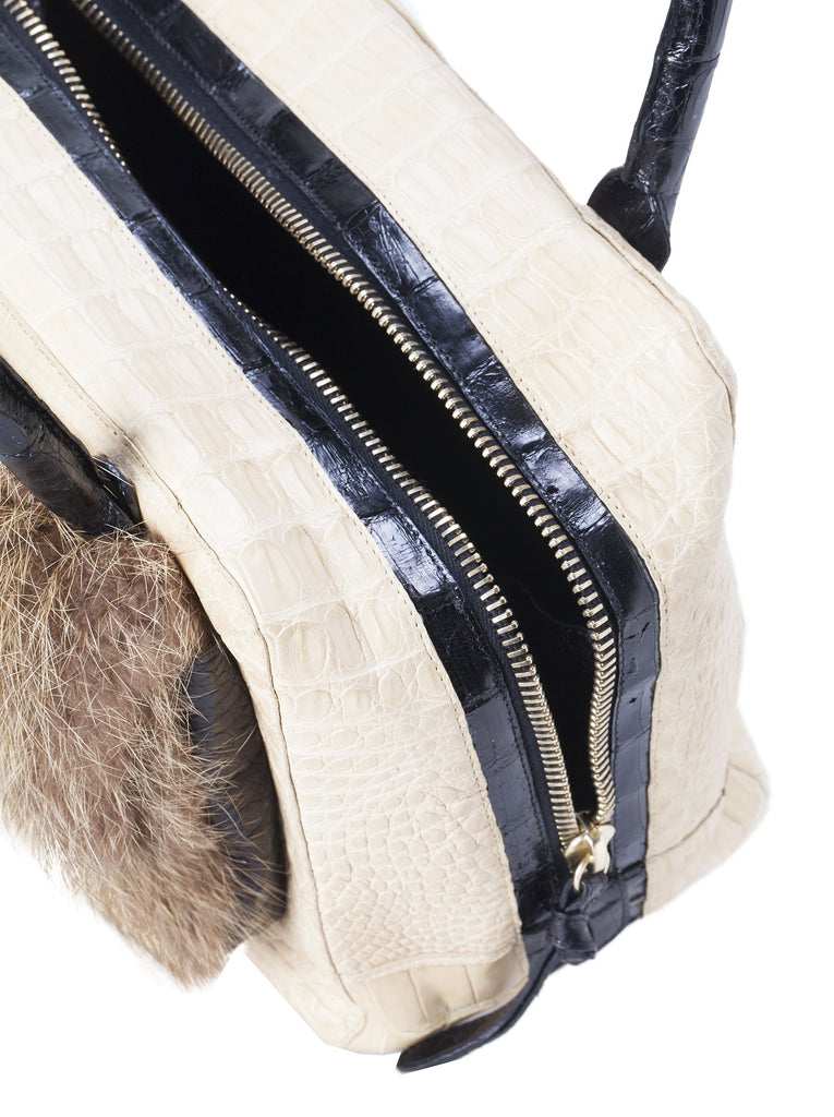 Crocodile and Mink Shoulder Bag