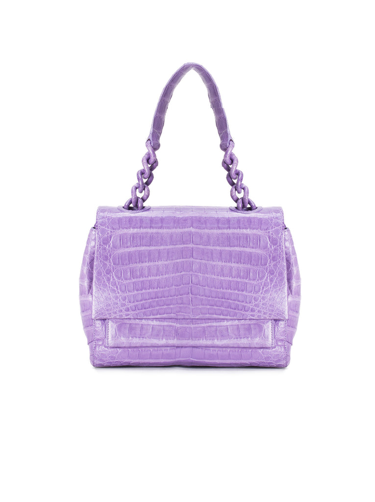 Crocodile Small Flap Chain Strap Bag - Purple