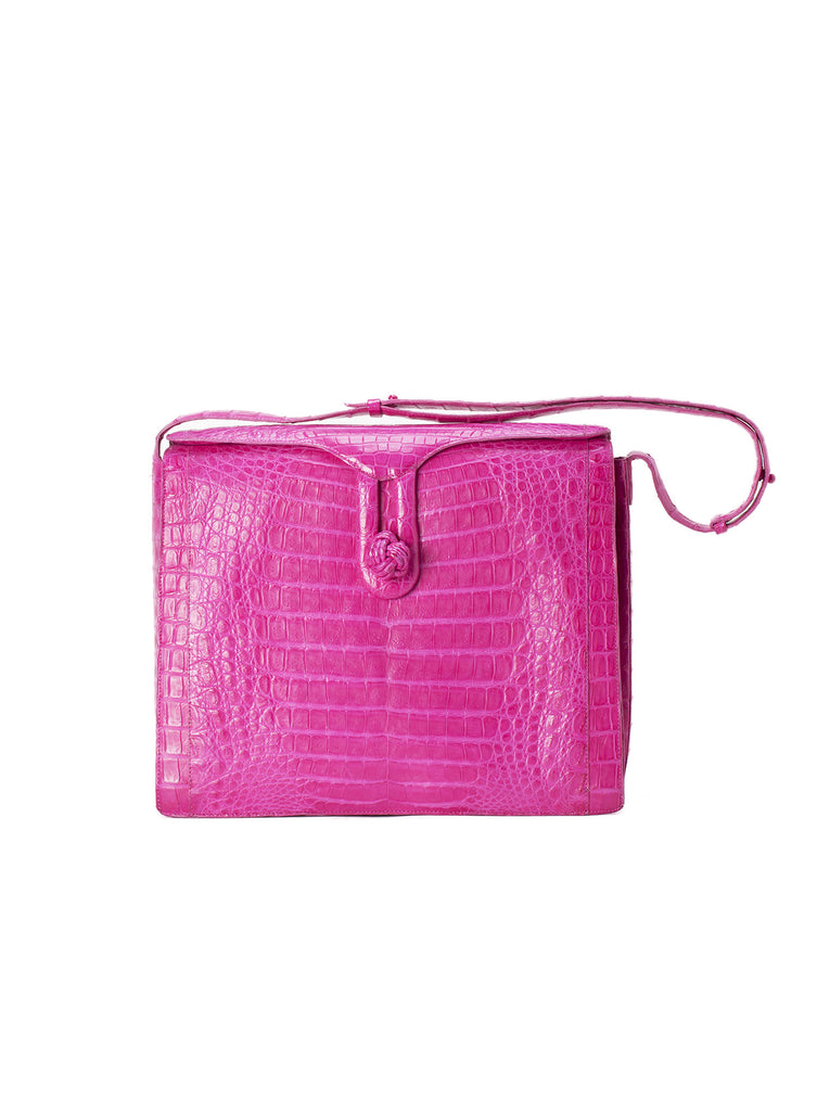 Crocodile Large Shoulder Bag - Electric Pink