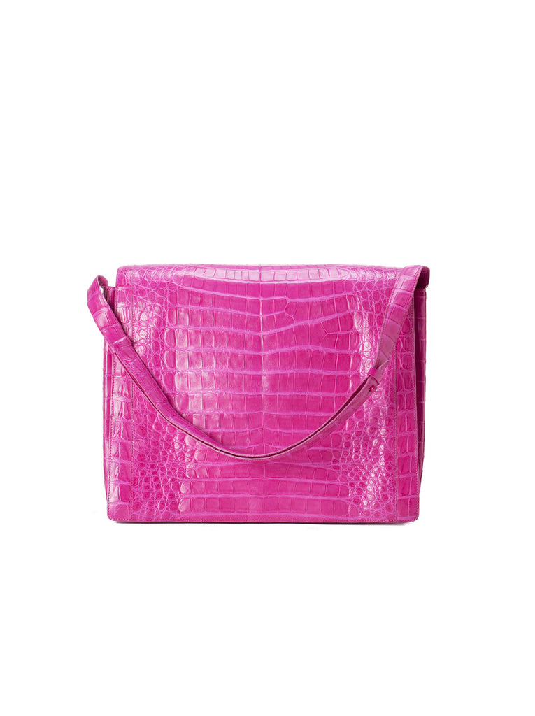 Crocodile Large Shoulder Bag - Electric Pink