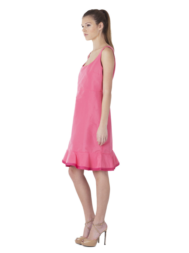 Pink Faille Ruffled Dress