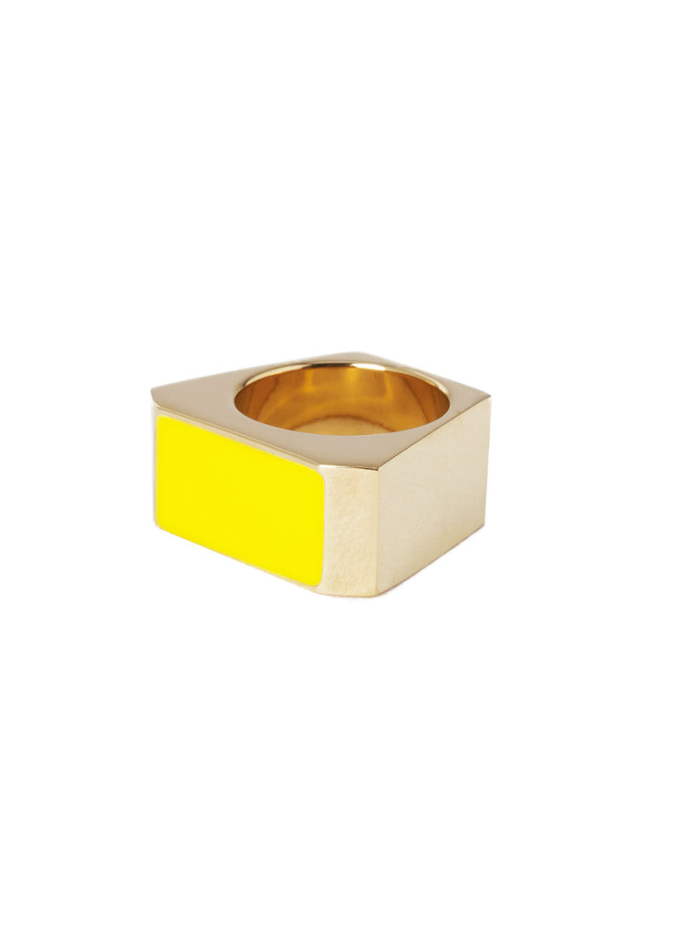 Gold-Tone Brass Colorblock Ring - Yellow