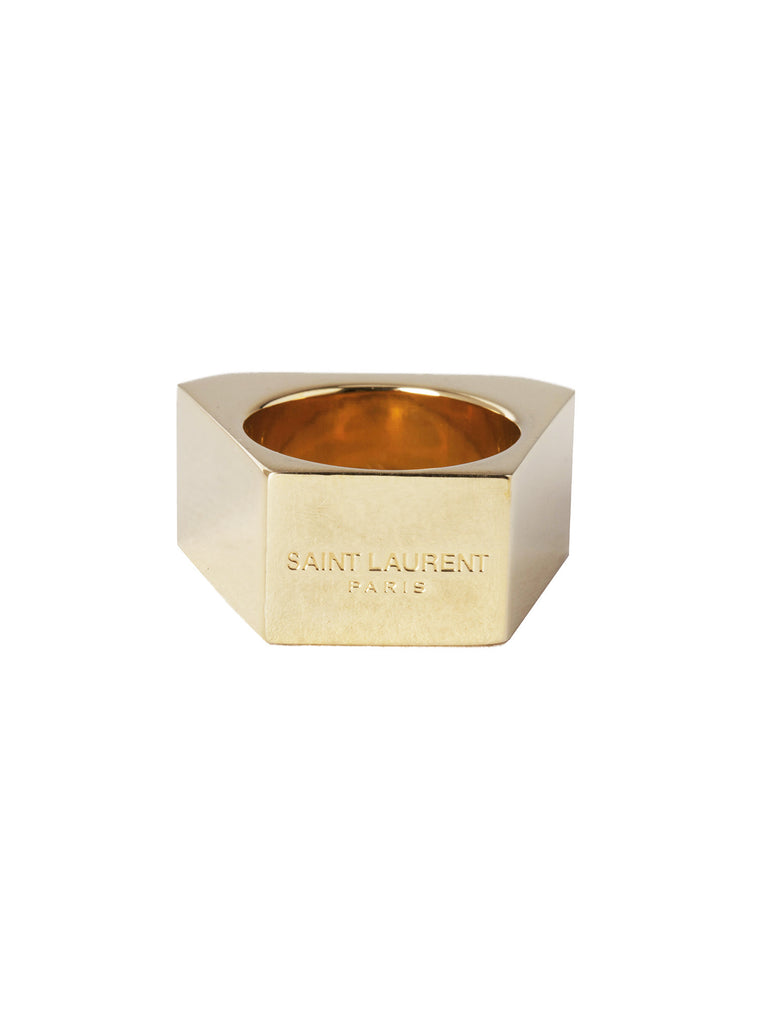 Gold-Tone Brass Colorblock Ring - Black