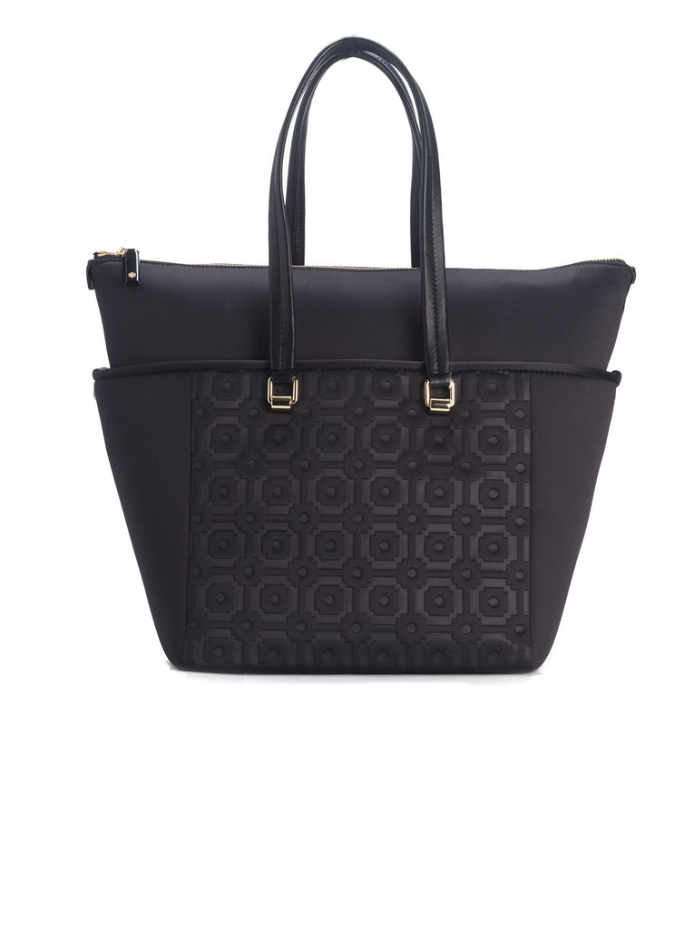 Embossed Neoprene Shopper Tote - Black