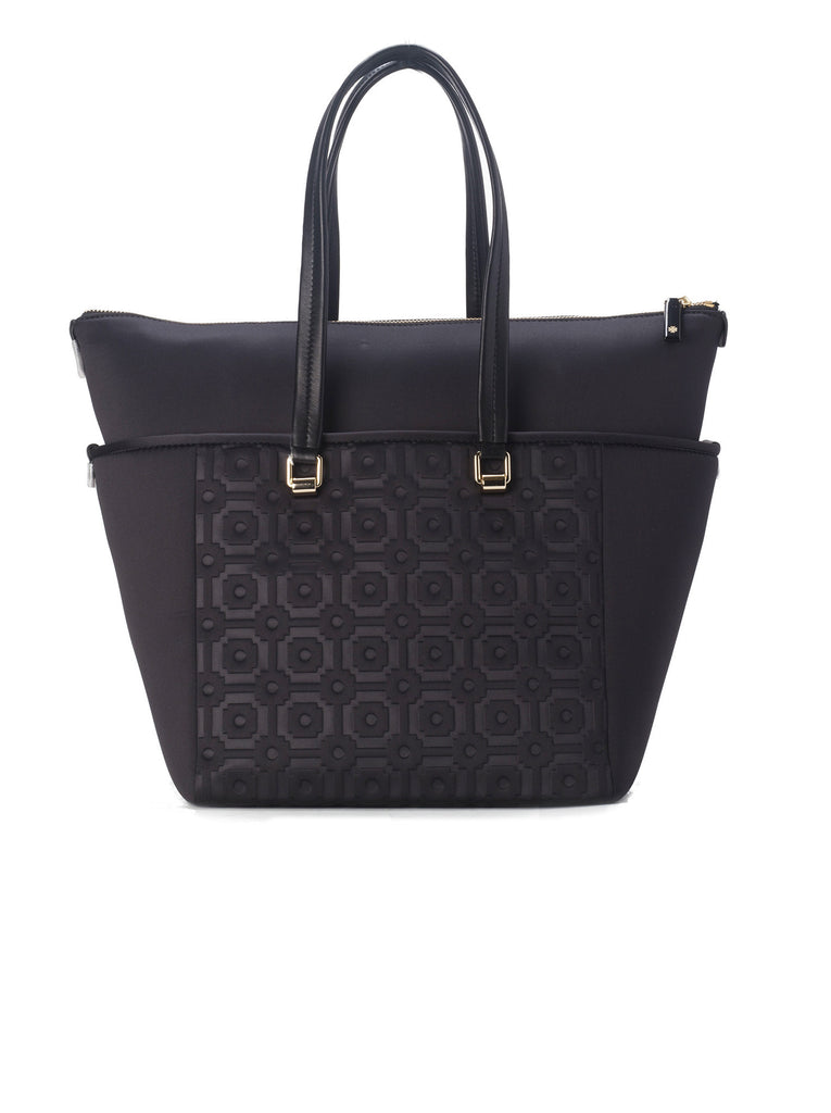 Embossed Neoprene Shopper Tote - Black